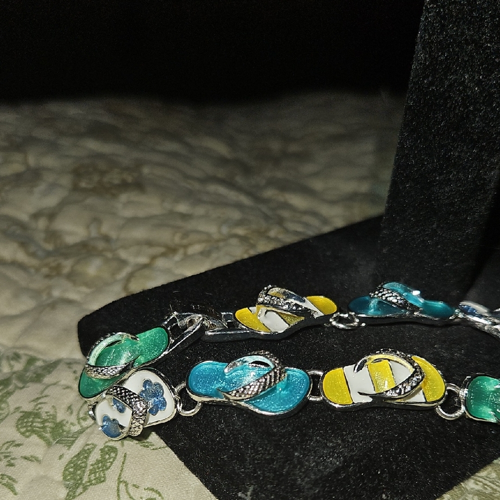 Napier Silver Flip-Flop Charm Bracelet